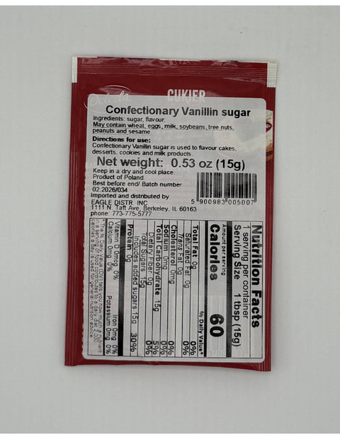 Packet of vanilla sugar, Opakowanie cukru waniliowego.