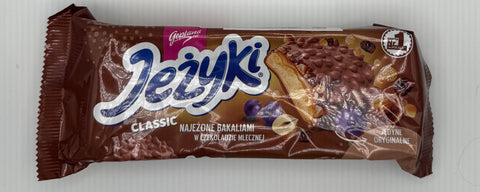Front packaging of Goplana Jeżyki Classic Polish chocolate cookies.