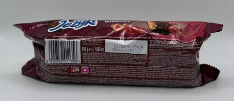 Back of Goplana Jeżyki Wiśniowe Cherry Cookies package displaying ingredients, nutrition facts, and barcode