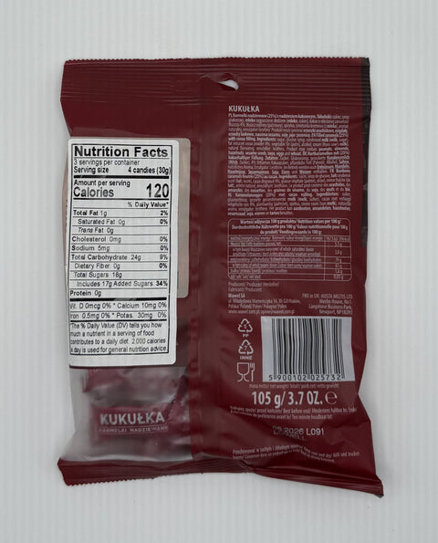 Wawel Kukułka traditional Polish cocoa-filled caramels packaging