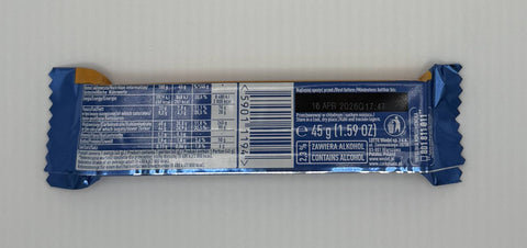 Back of E. Wedel Pawełek Toffi bar showing nutrition facts and ingredients.