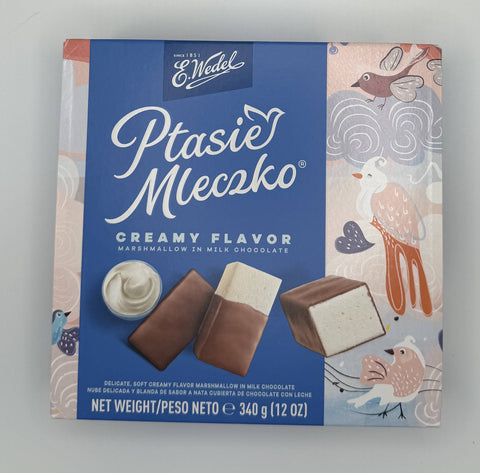 E. Wedel Ptasie Mleczko Creamy Flavor – Polish marshmallow in milk chocolate box front