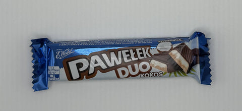 E.Wedel Pawełek Duo Kokos chocolate bar – front packaging showing coconut cream filling.