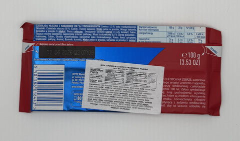 E.Wedel Mleczna Truskawkowa Polish chocolate – back packaging and ingredients