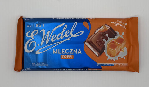 E. Wedel Mleczna Toffi Polish milk chocolate bar with toffee filling – front packaging