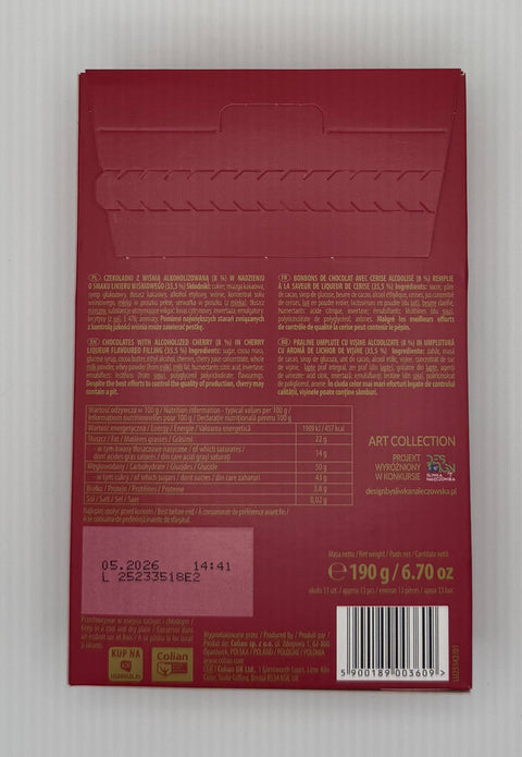 Back of Solidarność Złota Wiśnia box showing ingredients, nutrition information, and product details