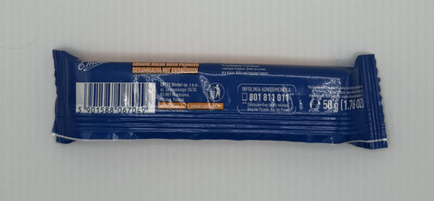 E.Wedel Chałwa Królewska z Orzechami bar in blue and orange packaging, showing an image of halva and peanuts.