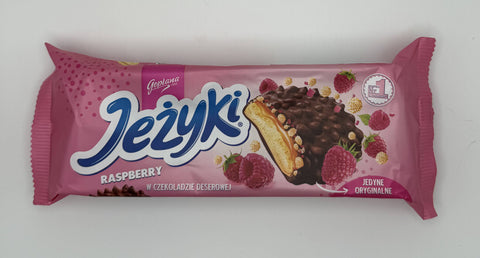 Goplana Jeżyki Malinowe Raspberry Cookies Front Packaging – Polish Chocolate Raspberry Biscuit